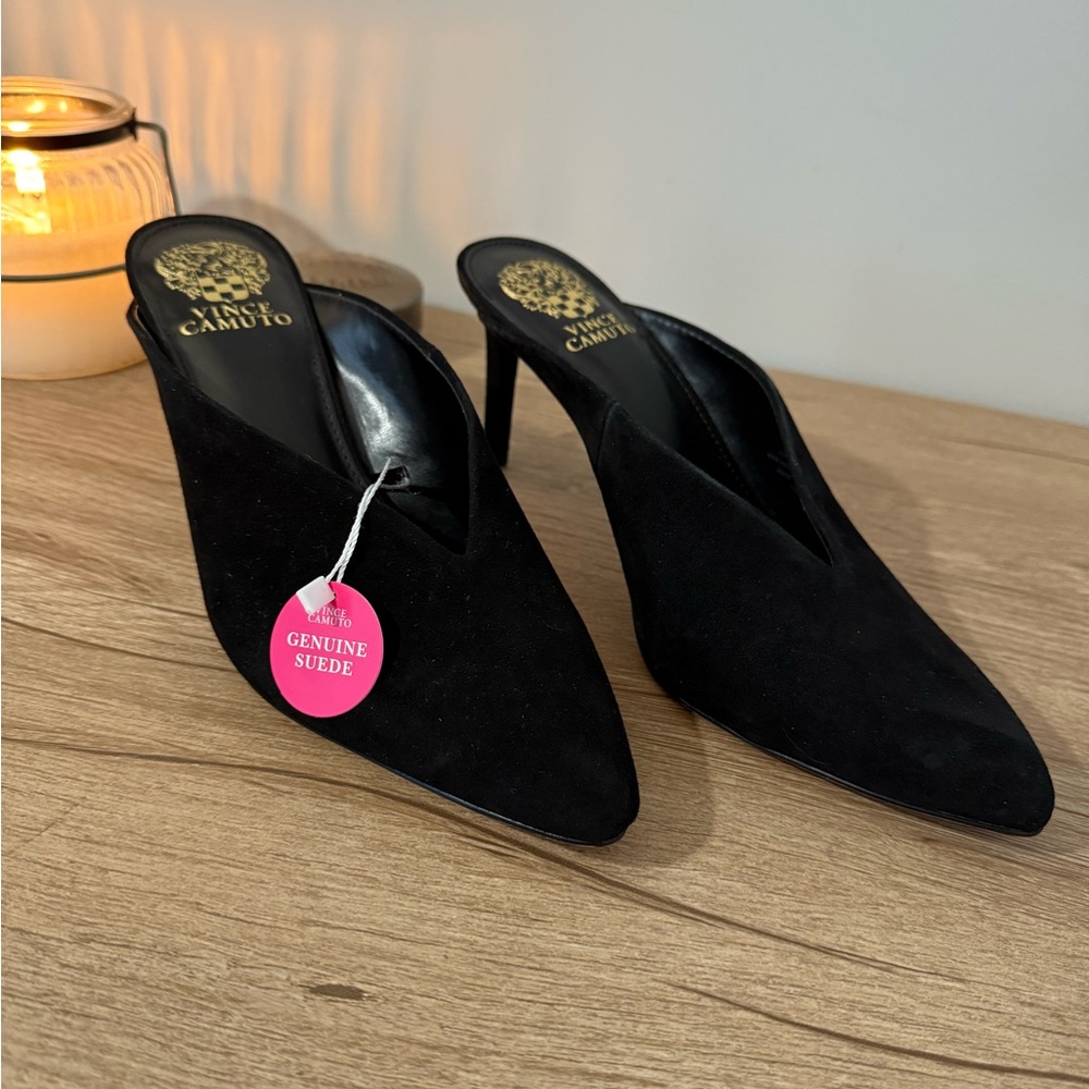Vince Camuto Black Suede Mules - NWT